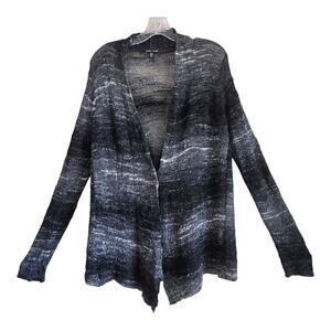 EILEEN FISHER Women L Cardigan Gray Black Ombre Open Front Mohair Wool Blend 40"